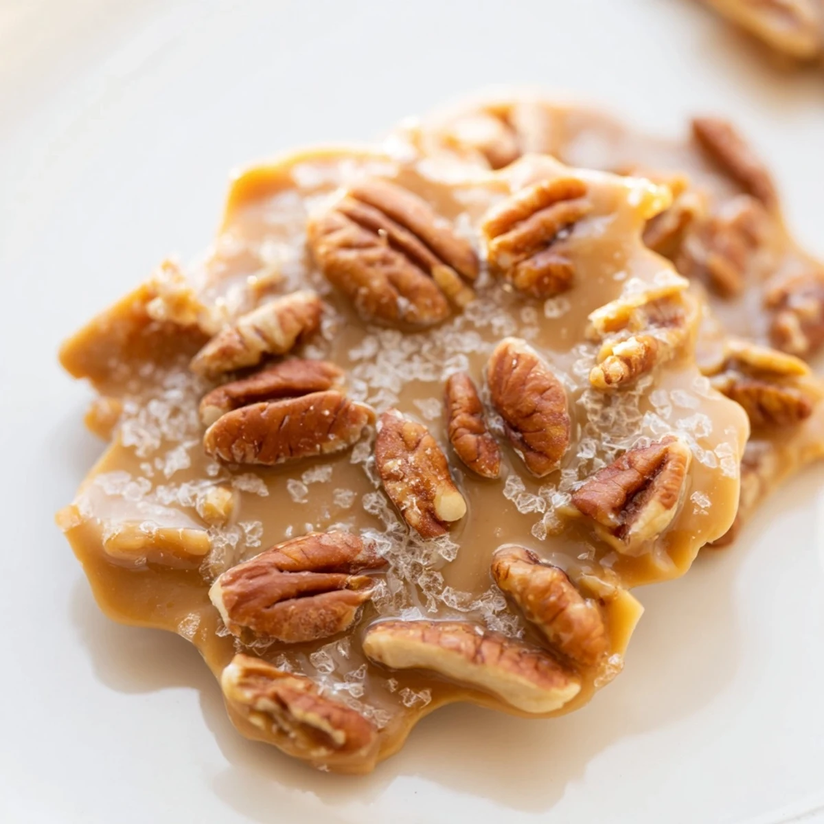 Creamy Mardi Gras Pecan Pralines glisten on a parchment-lined tray, showcasing their rich, caramelized Southern charm.  