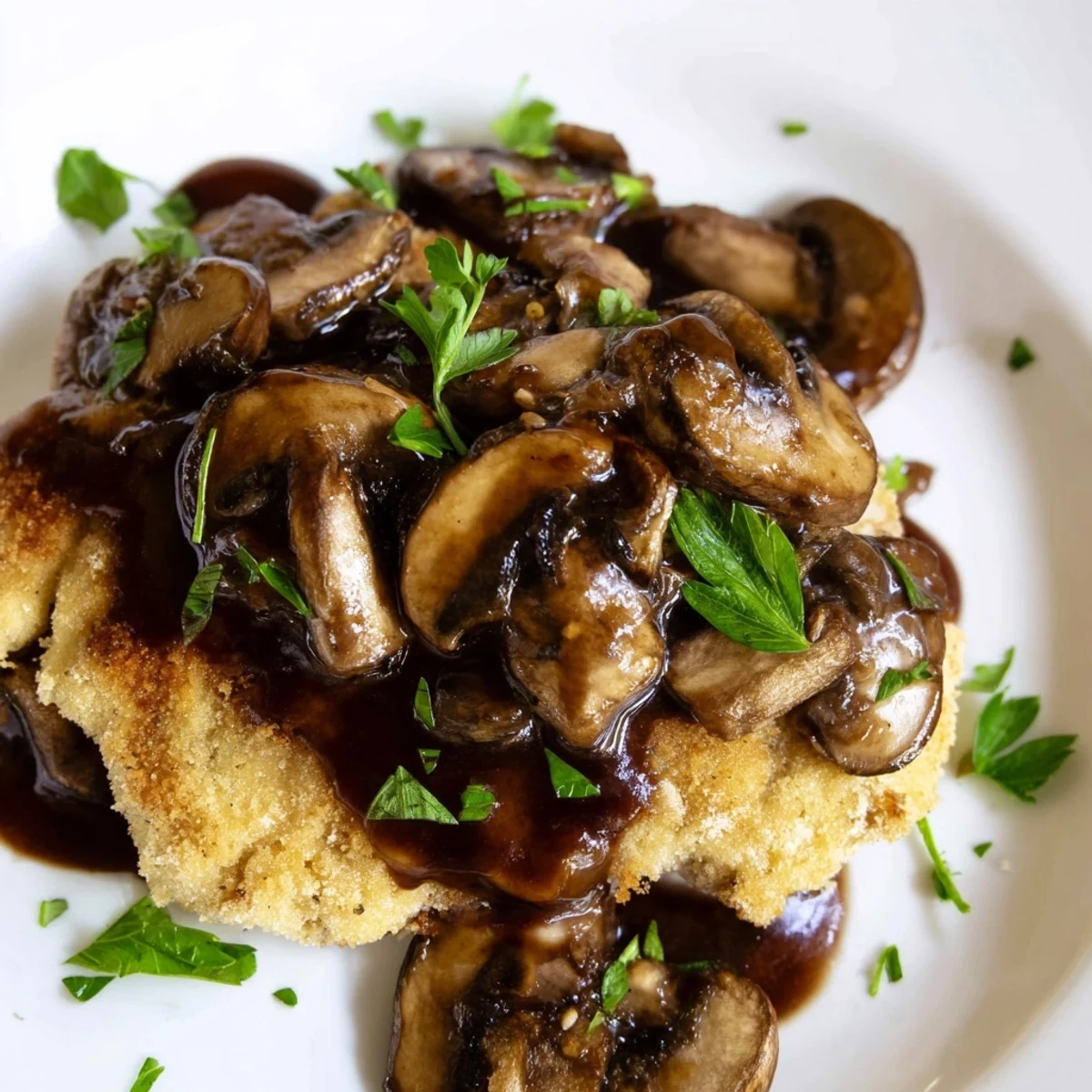 Family-style platter of Chicken Marsala with Mushrooms, featuring golden-brown chicken, sautéed cremini mushrooms, and a savory sauce ready to be served.