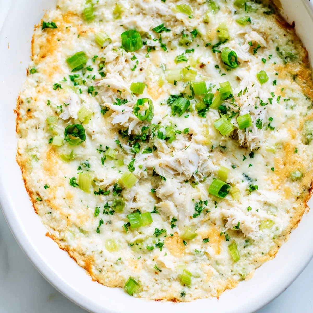 A warm, bubbly bowl of Cajun Crab Dip with Crackers, garnished with fresh parsley and served with crisp crackers on the side.
