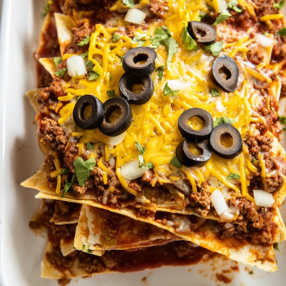 Golden, bubbly cheese blankets layers of seasoned ground beef and soft tortillas in this hearty Beef Enchilada Casserole, served straight from the oven.  