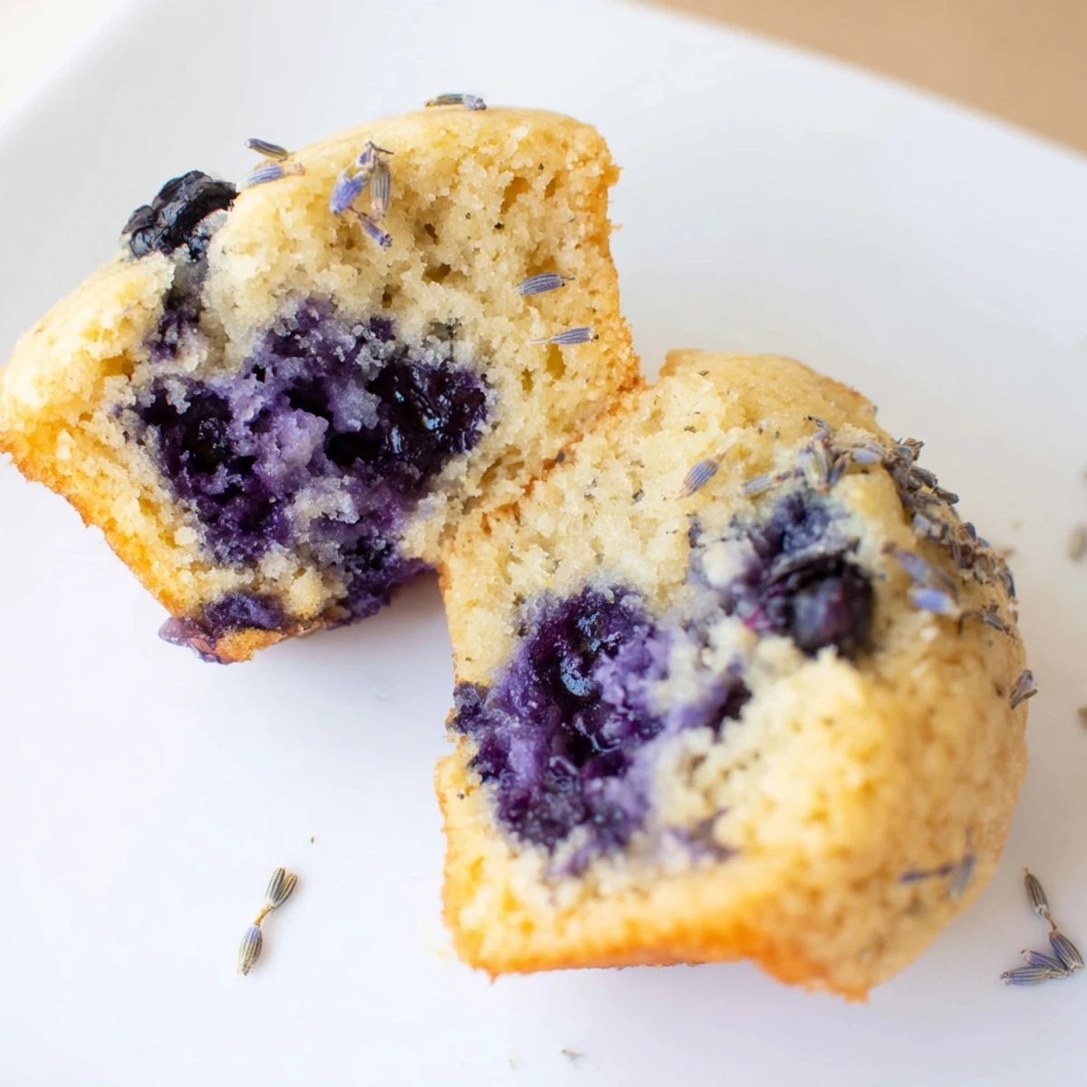 Fluffy lavender blueberry tea cakes with a soft crumb and bright berry bursts, perfect with hot tea.