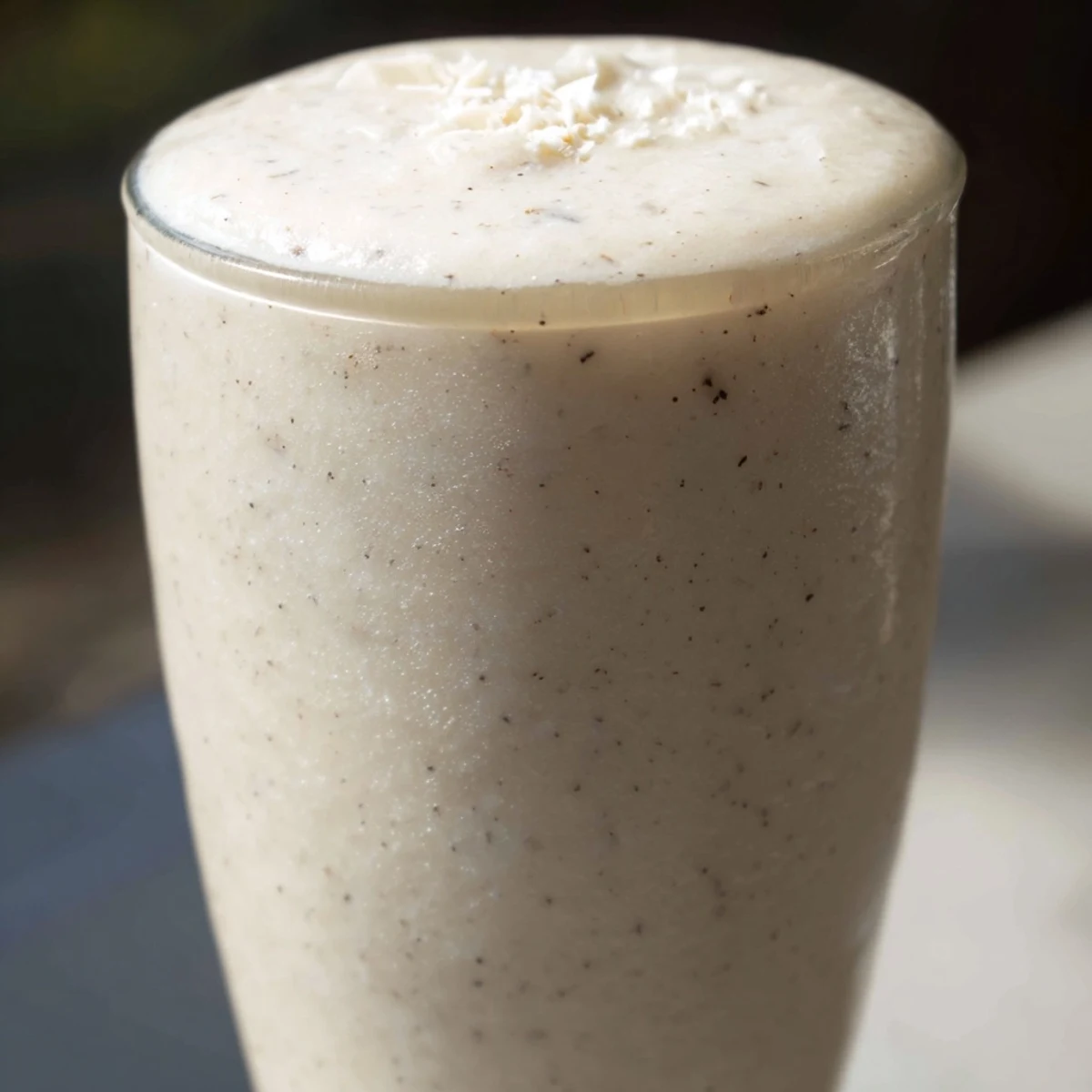 Vanilla Bean Frappuccino blended with ice, milk, and real vanilla bean seeds for a frosty, creamy texture.