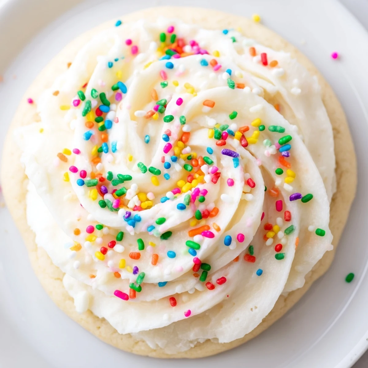 Freshly baked Soft Sour Cream Sugar Cookies With Cream Cheese Frosting are displayed on a wire cooling rack, showcasing their soft, pillowy texture.