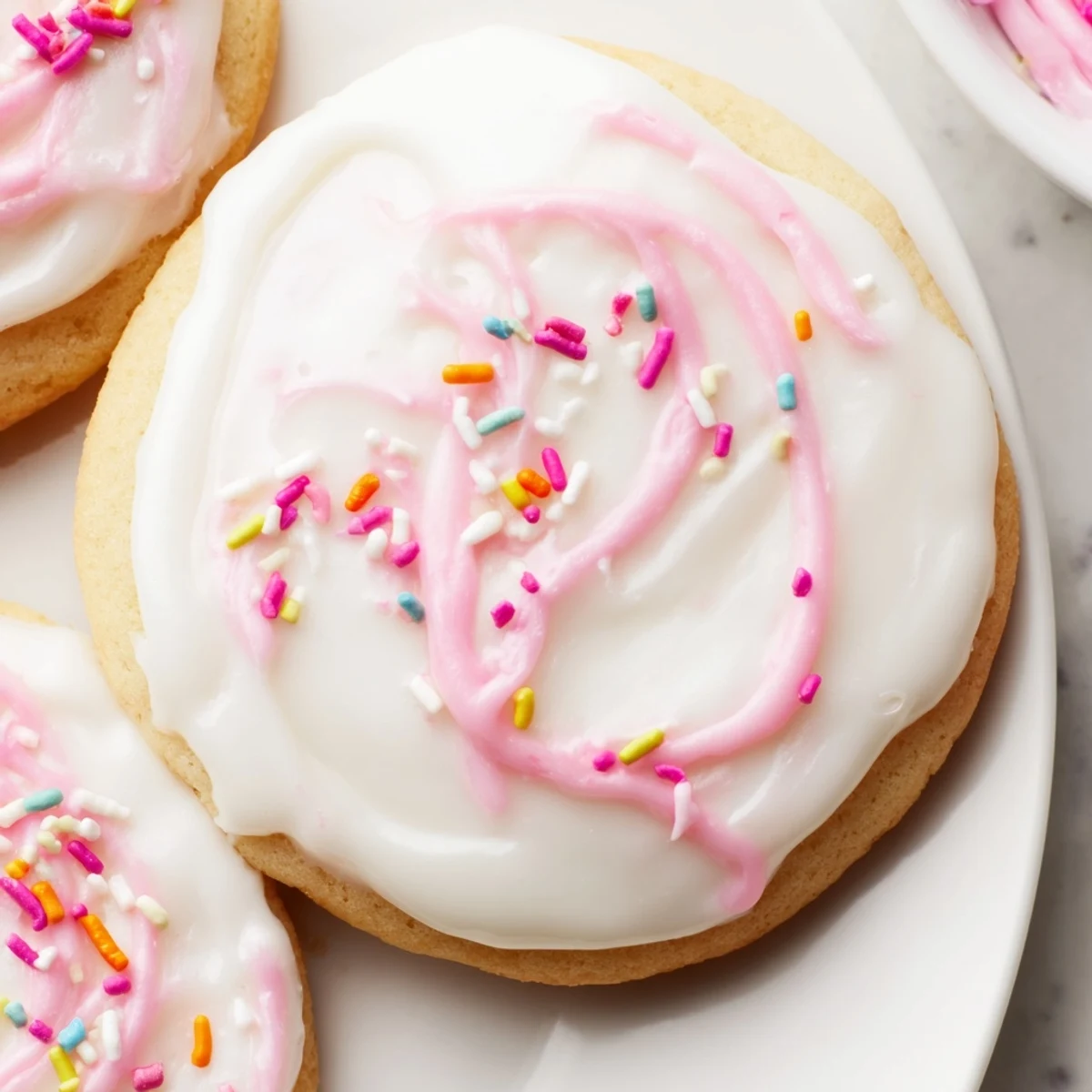 Freshly decorated sugar cookie icing dries to a firm, shiny surface, perfect for holiday or party platters.  