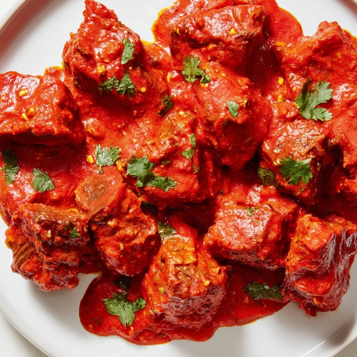 Aromatic Indian beef curry featuring melt-in-your-mouth beef in thick red tomato-based sauce