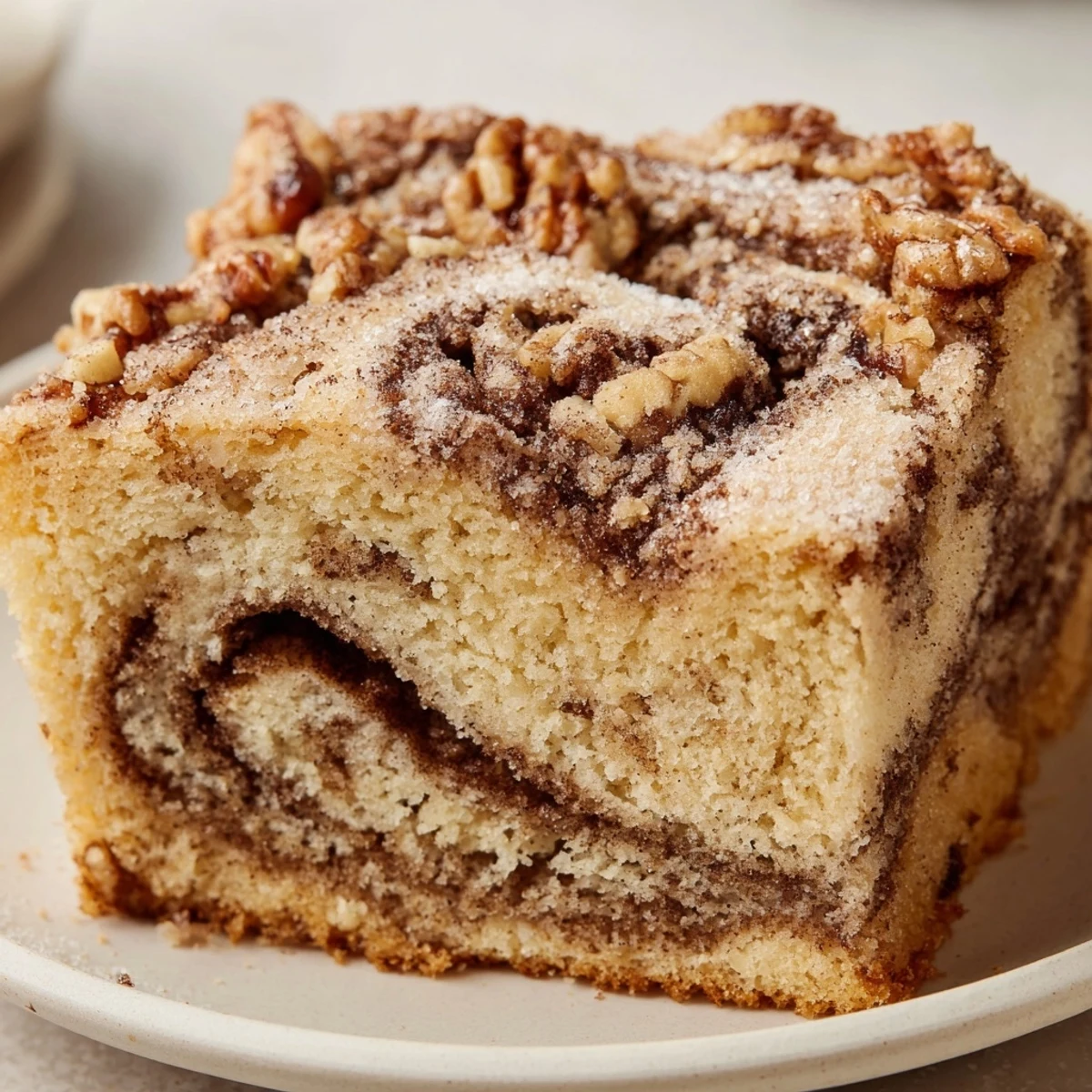 Tender cinnamon-swirled breakfast Bundt coffee cake sliced for a cozy morning meal
