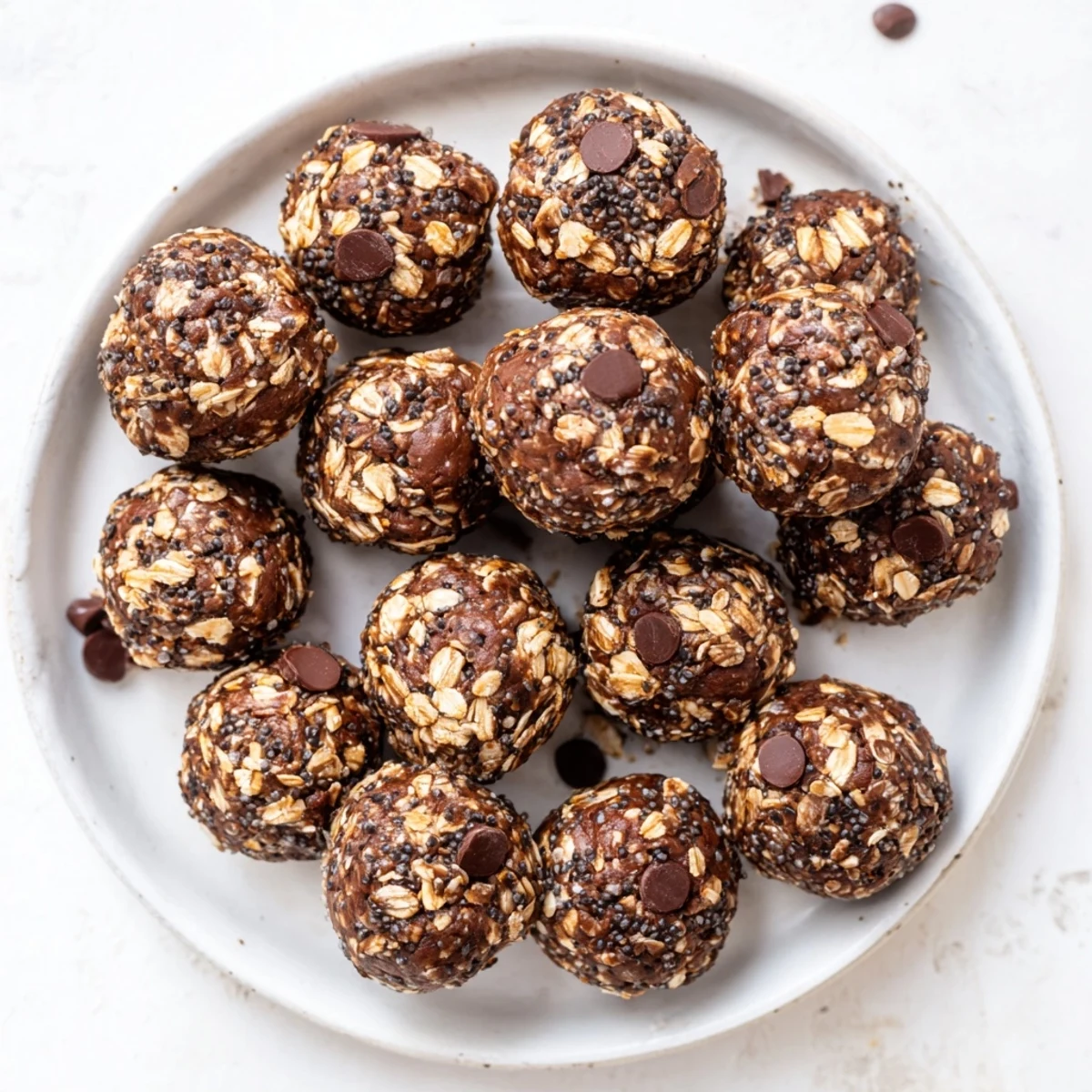 Rich no bake chocolate peanut butter protein balls arranged on parchment paper for easy snacking