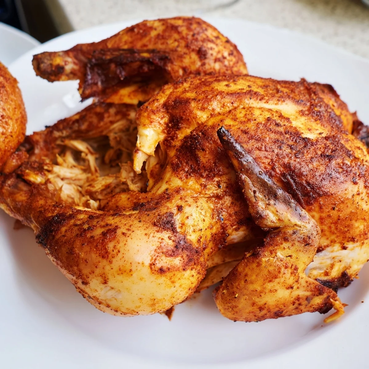 Succulent rotisserie chicken featuring perfectly crisped golden skin and juicy flavorful meat inside