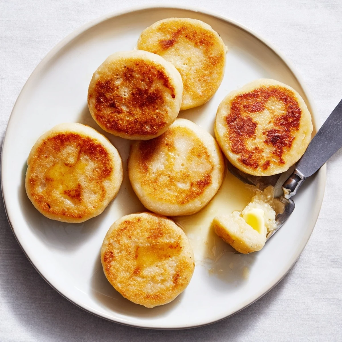 Traditional Irish potato cakes served warm on a white plate with melted butter pooling