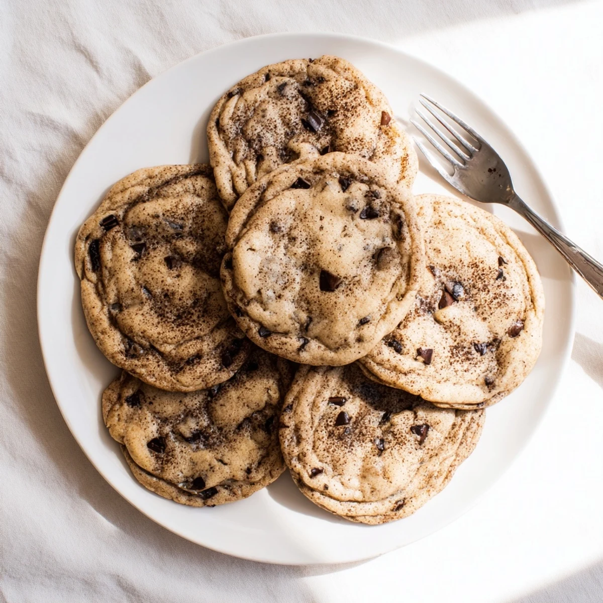 Soft chewy Vietnamese cinnamon chocolate chip cookies piled on a wire cooling rack