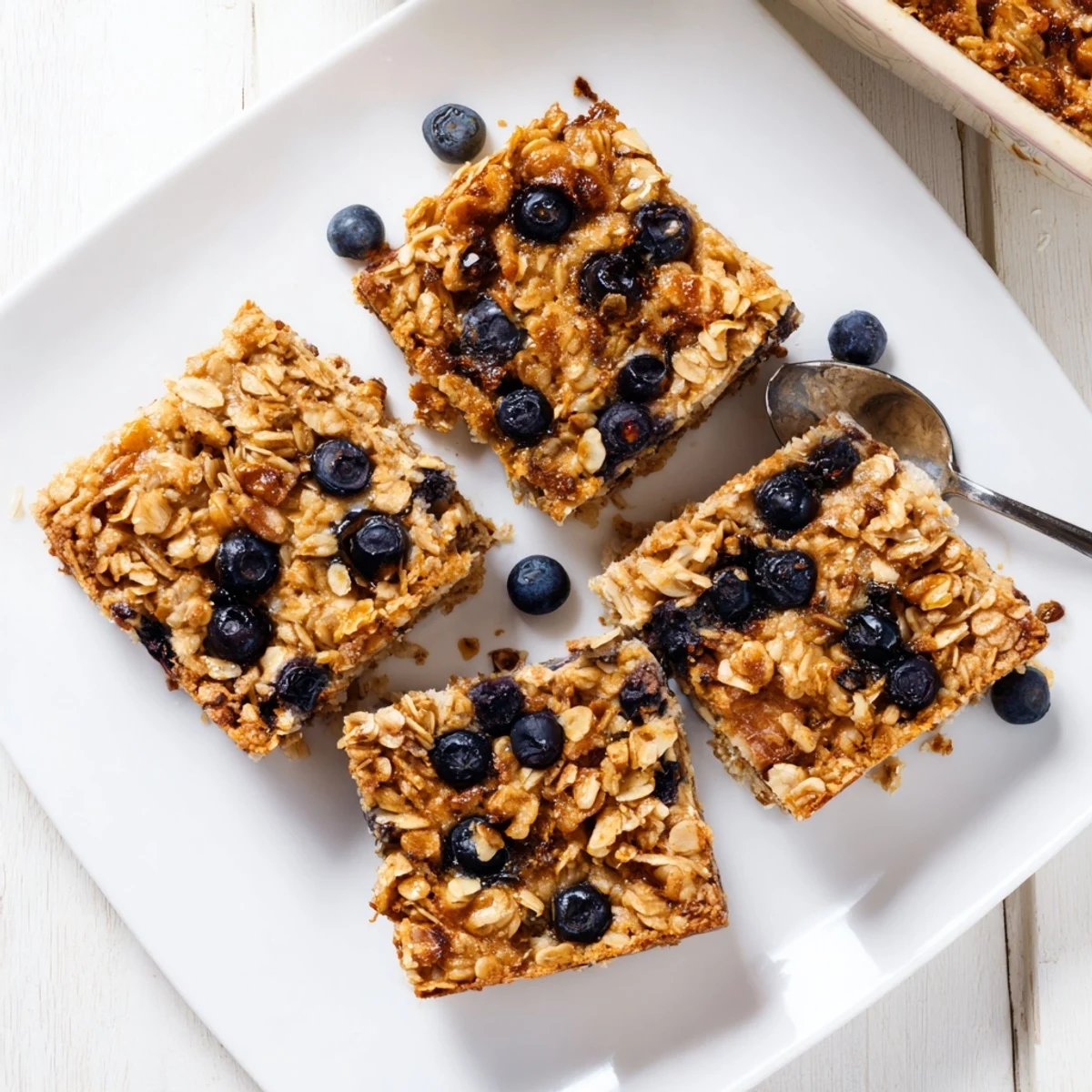 Hearty oatmeal bake studded with blueberries and bright lemon zest, straight from the oven