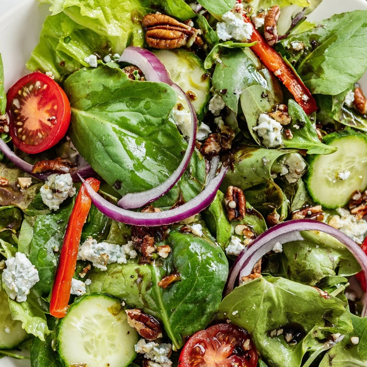 Spring mix salad recipe featuring tender greens cherry tomatoes and zesty balsamic vinaigrette dressing
