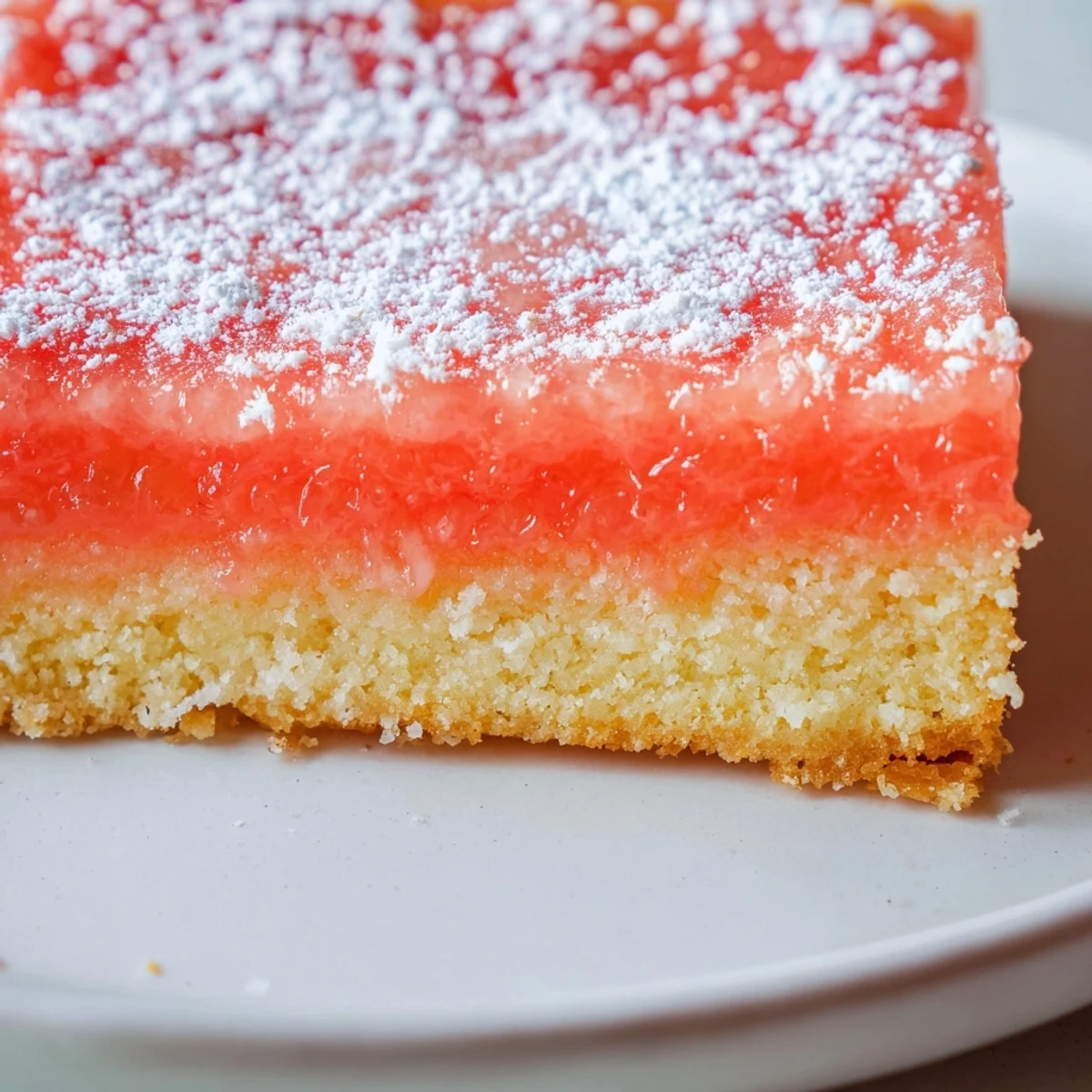 Tangy grapefruit bars with bright pink custard layered over a buttery shortbread crust