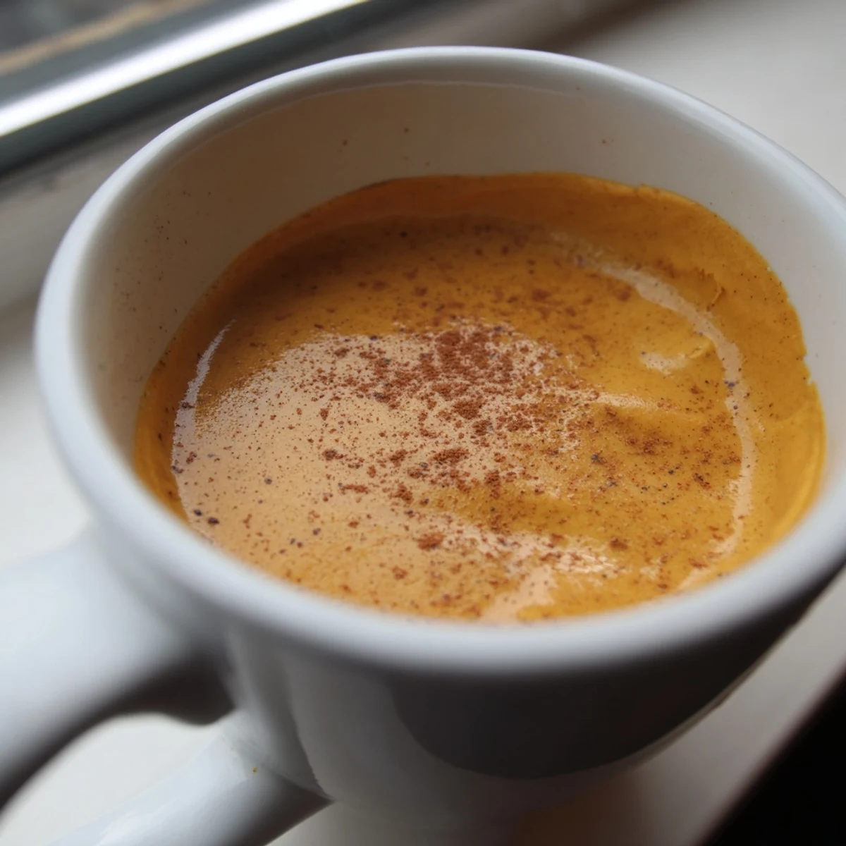 Velvety Goguma Latte poured into mugs with a dusting of nutmeg