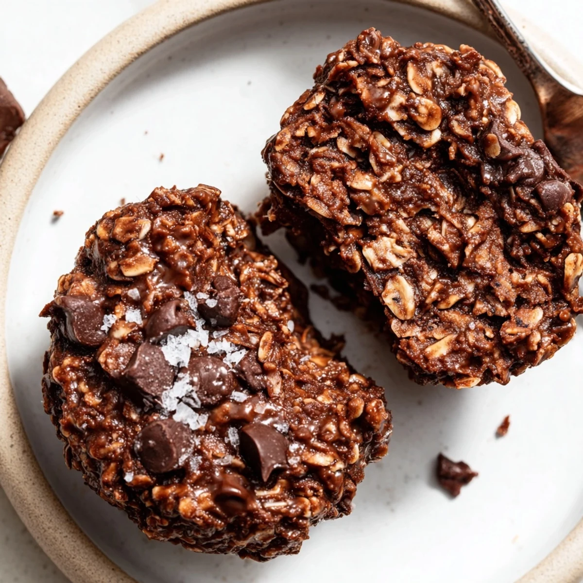 Stacked Brownie Protein Bites beside a glass of milk, perfect post-workout snack