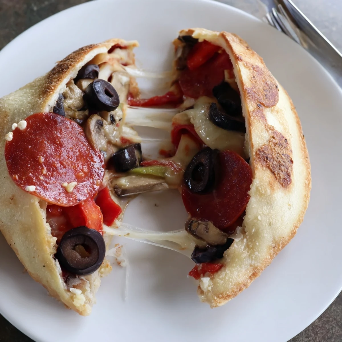 Sliced Pie Iron Pizza Pockets steaming, savory sauce oozing, perfect picnic snack.