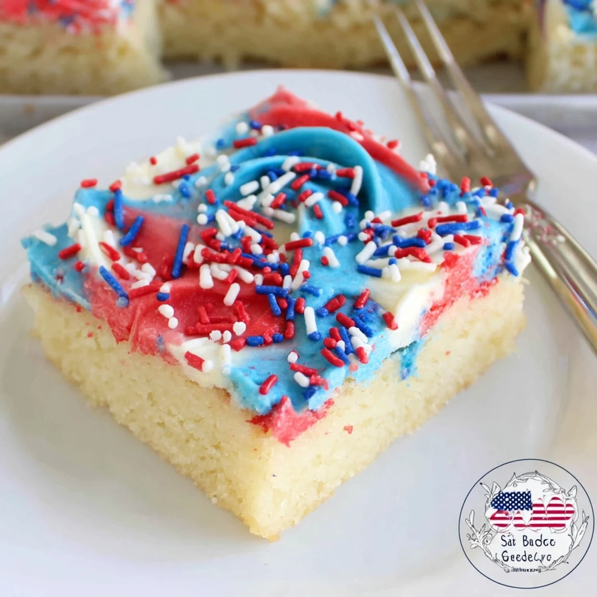 Fresh-baked Patriotic Sugar Cookie Bars cooling on rack, ready for serving.