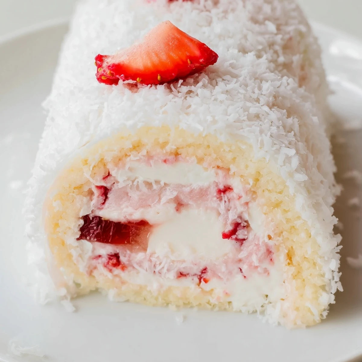 Golden sponge cake rolled with fresh strawberries and sweet whipped cream in these whimsical strawberry shortcake sushi rolls