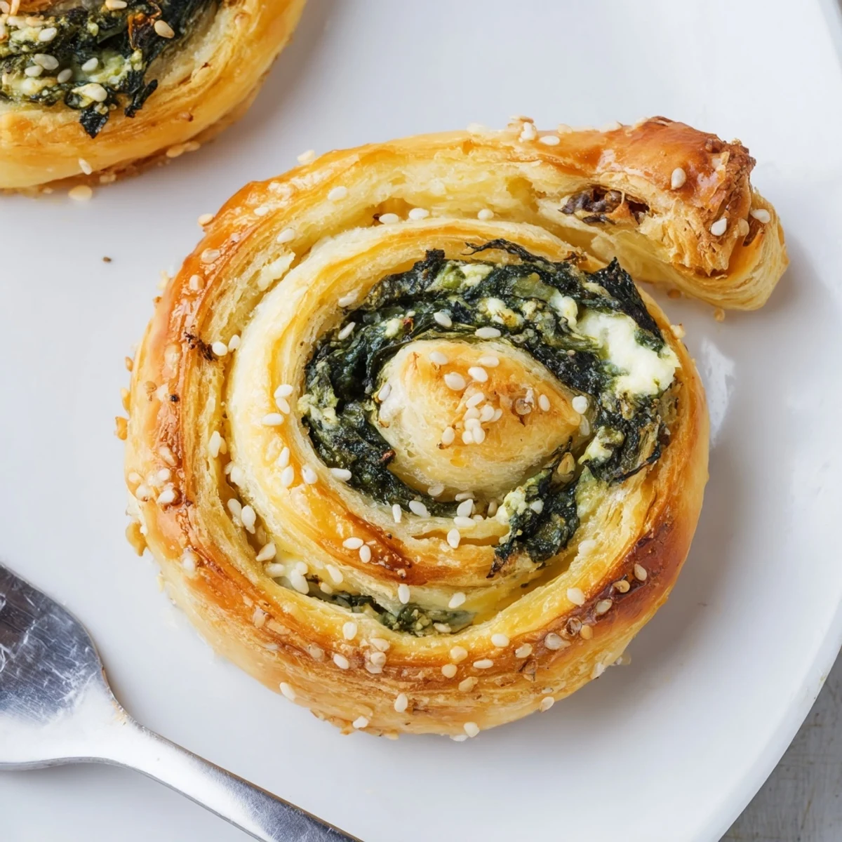Spinach And Feta Puff Pastry Twists, golden and crisp, warm from oven