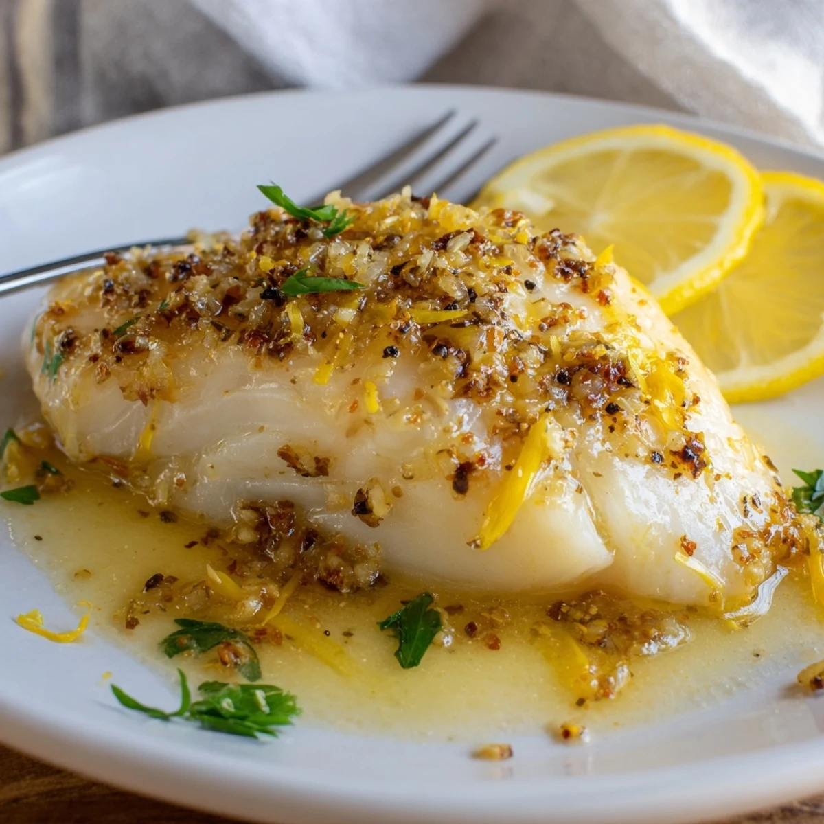 Garlic Butter Fish Recipe: golden seared fillets glazed with fragrant lemon garlic butter