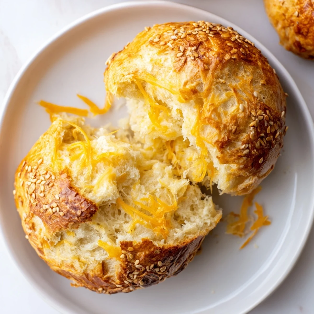 Sliced Cheddar Cheese Buns Recipe served warm with butter, soft interior