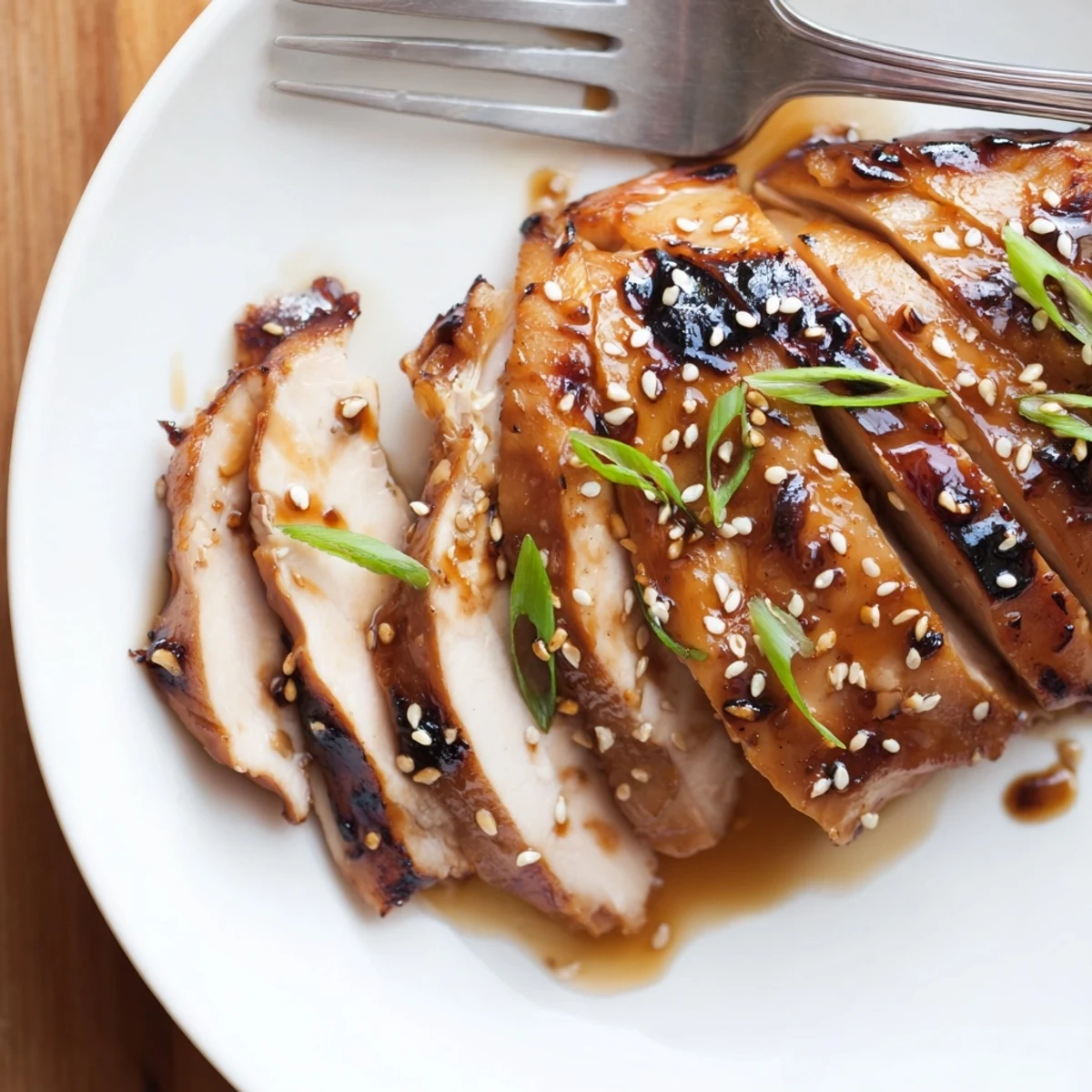 Spicy Maple Soy Chicken glazed and caramelized, steaming on a bed of rice