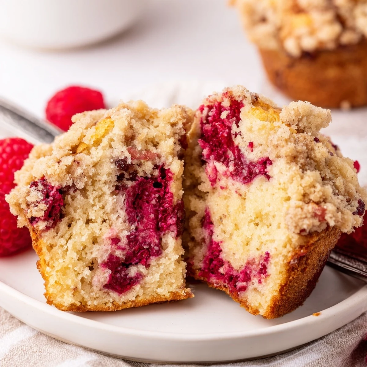 Fresh Raspberry Streusel Muffins with crunchy topping, perfect for brunch or snack