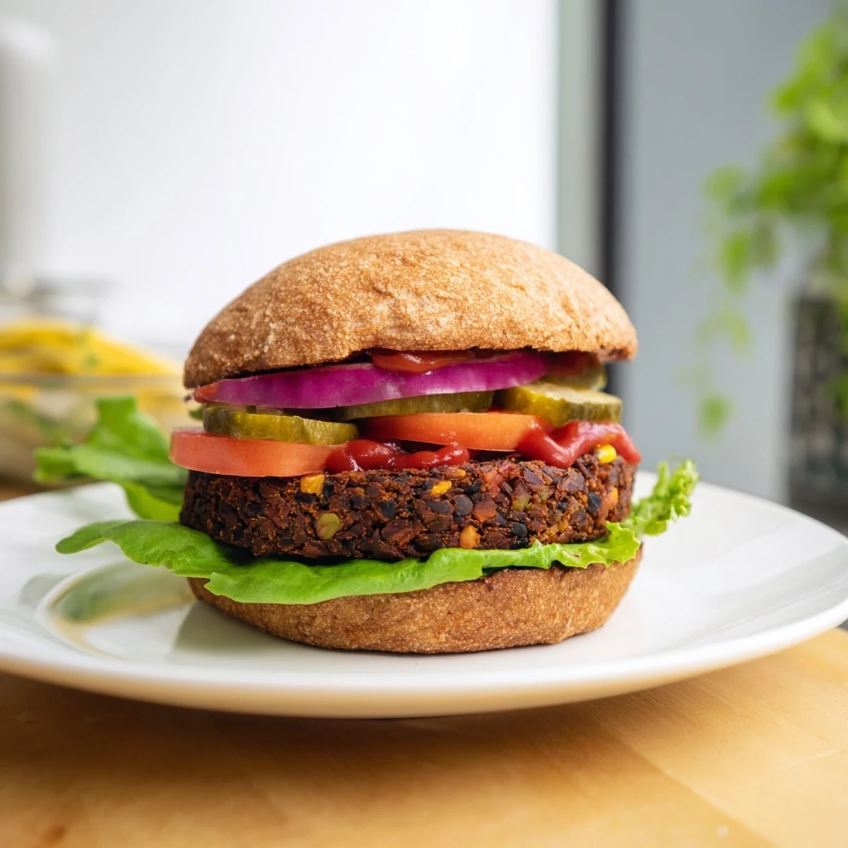Hearty homemade veggie burger recipe sizzling in skillet with visible beans and grated vegetables