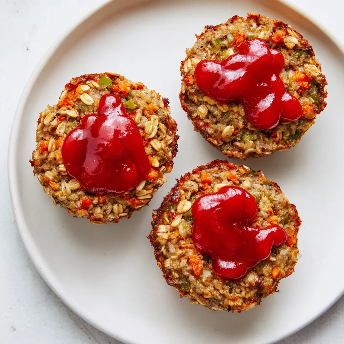 Golden brown turkey meatloaf muffins topped with glazed ketchup in a muffin tin