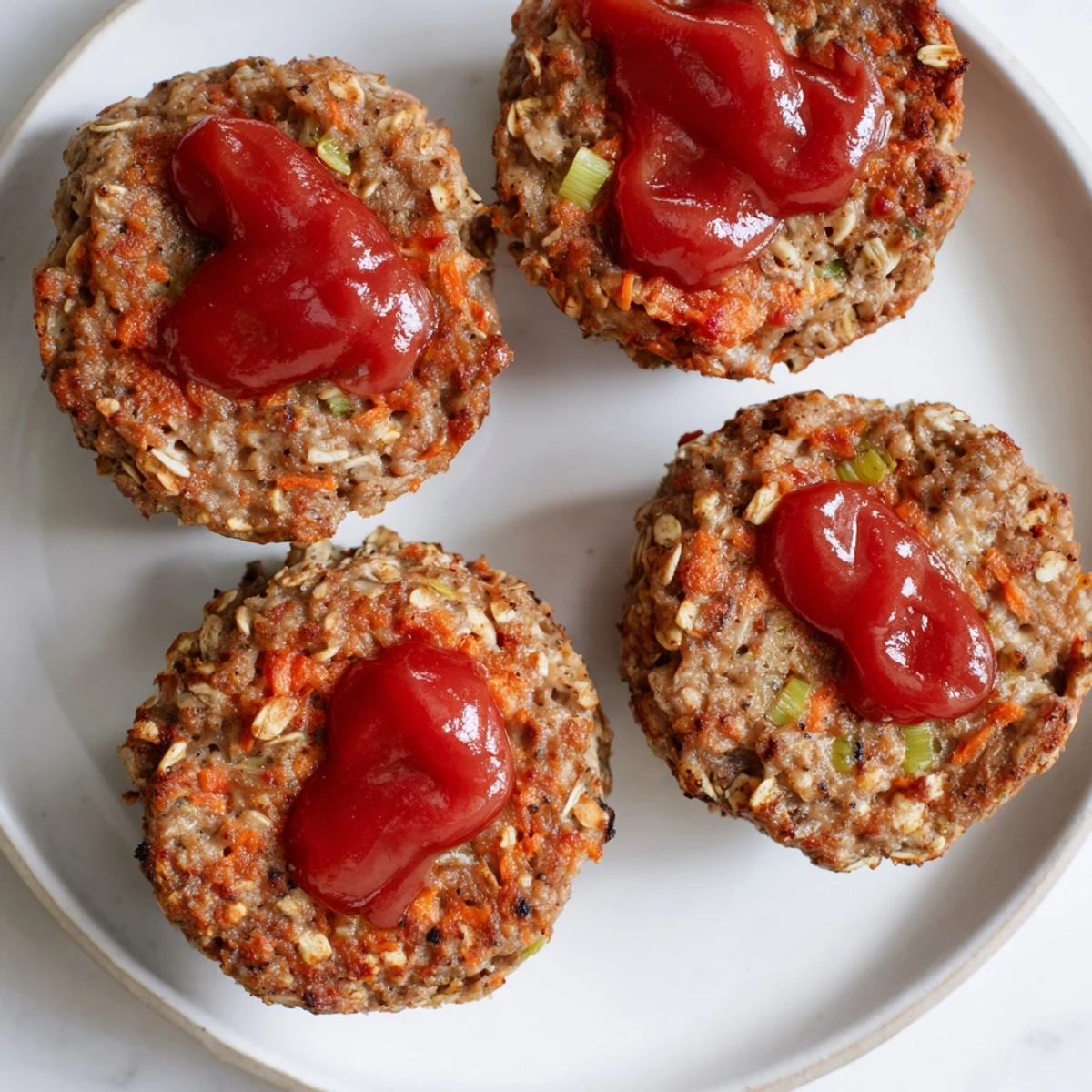 Healthy turkey meatloaf muffins served warm with a glossy ketchup glaze topping