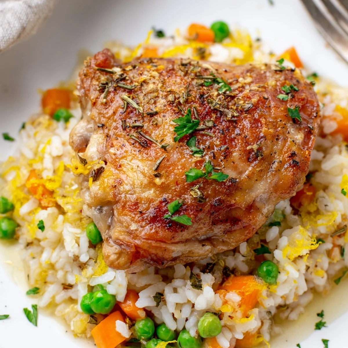 Juicy chicken and lemony rice in Slow Cooker Lemon Herb Chicken And Rice