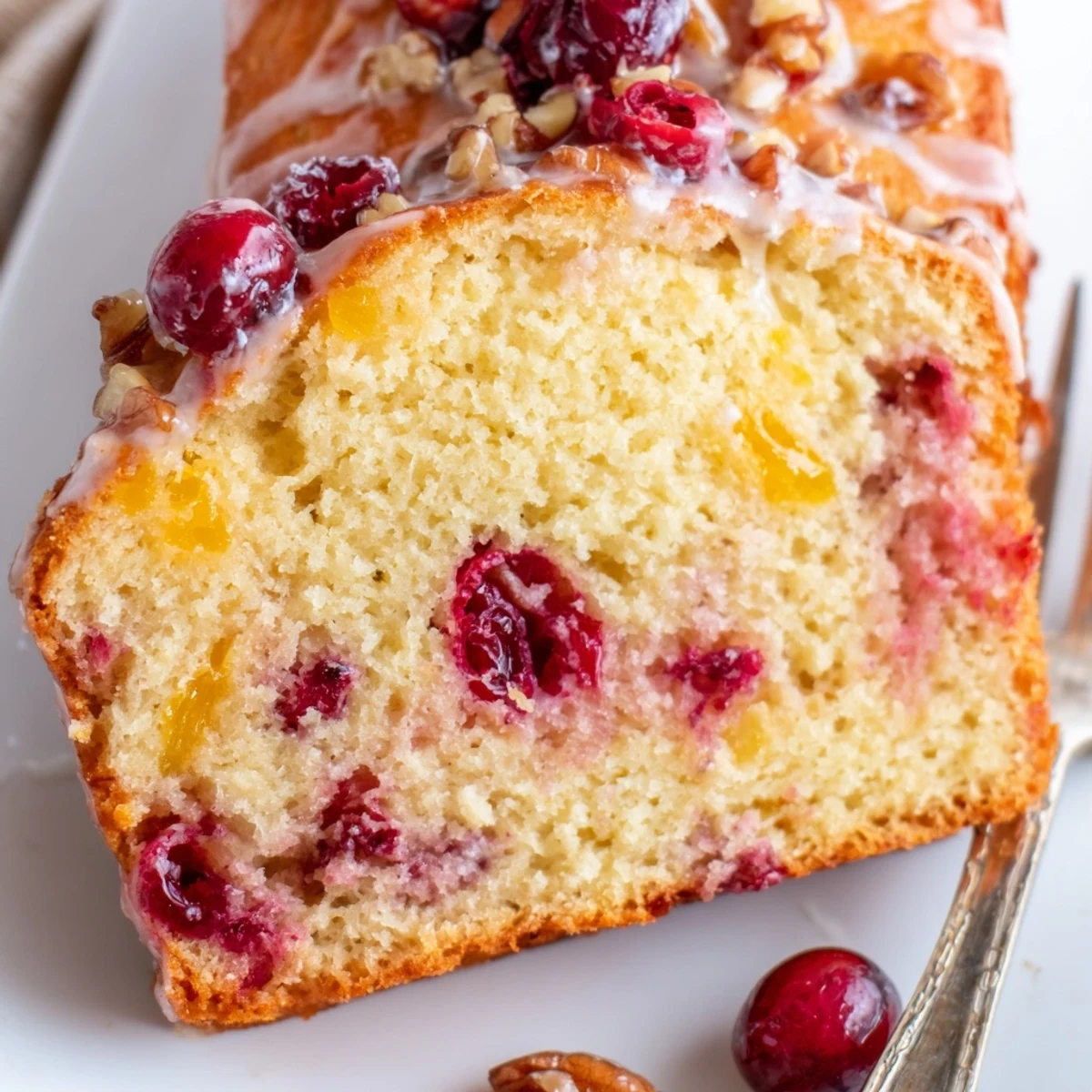 Warm Cranberry Orange Bread served with Earl Grey tea and orange glaze