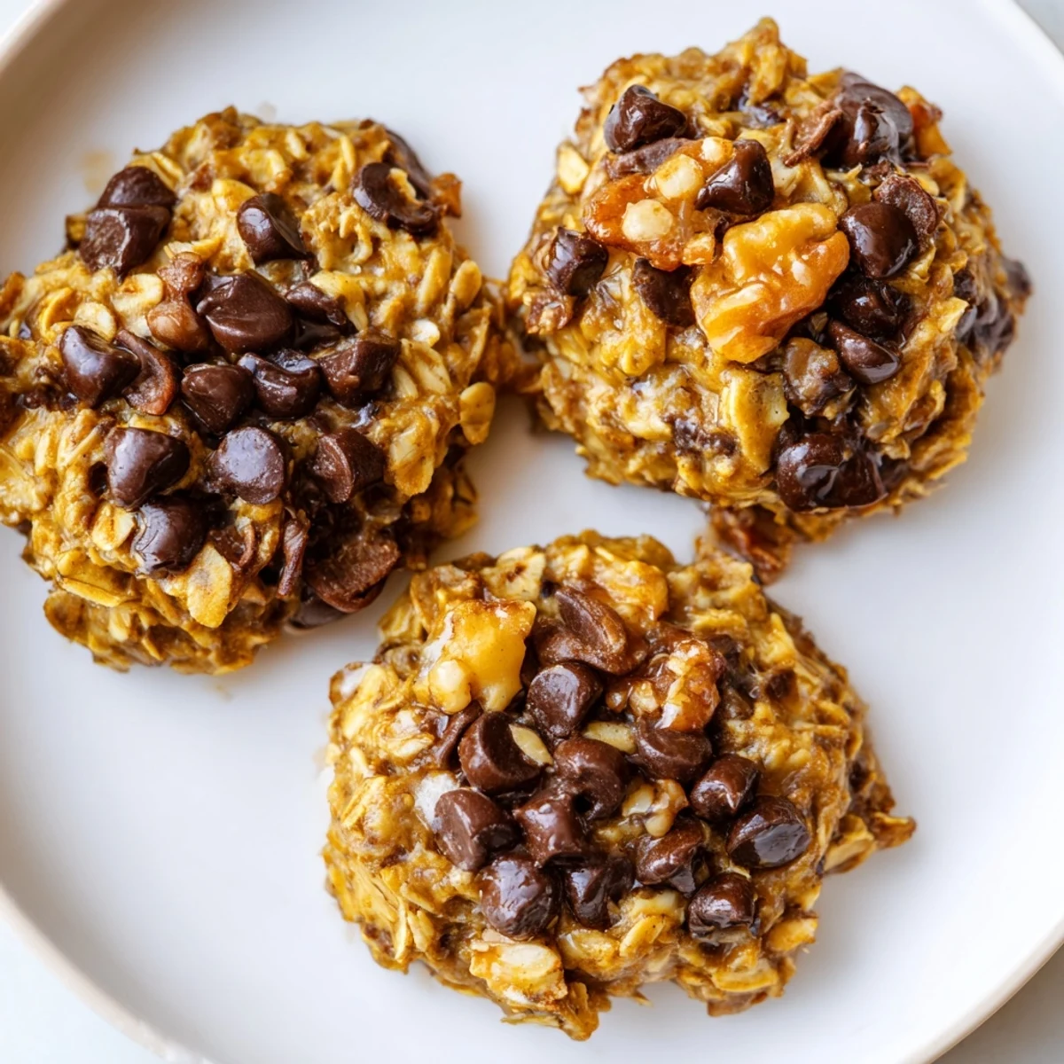 Banana Oat Cookies warm from oven, soft centers and golden edges