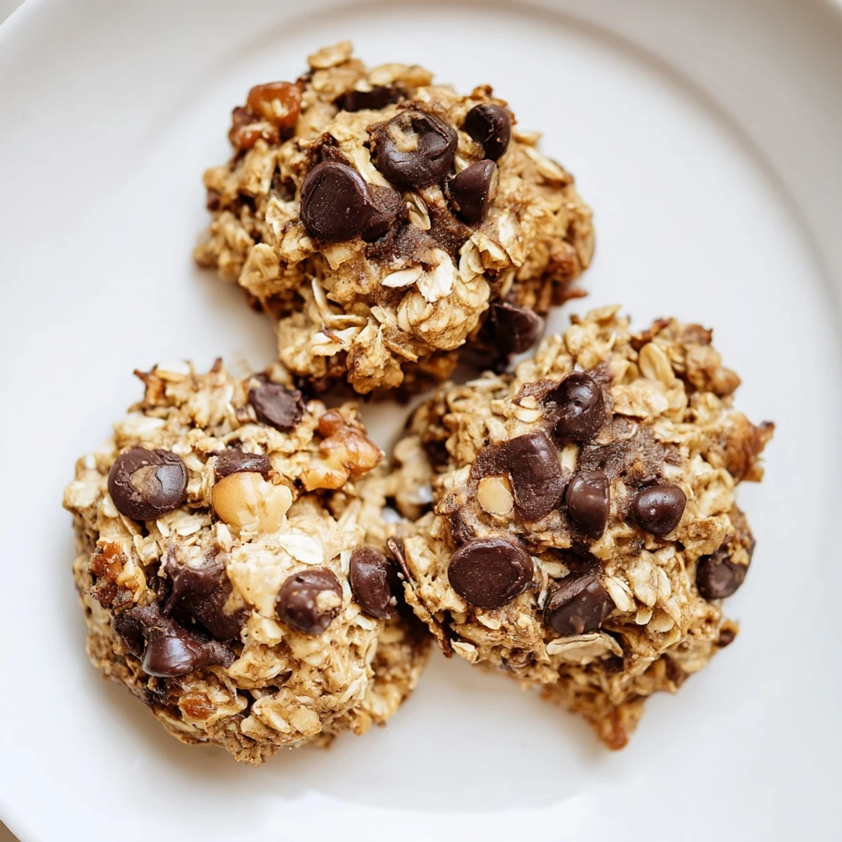 Banana Oat Cookies studded with dark chocolate chips, chewy, wholesome snack