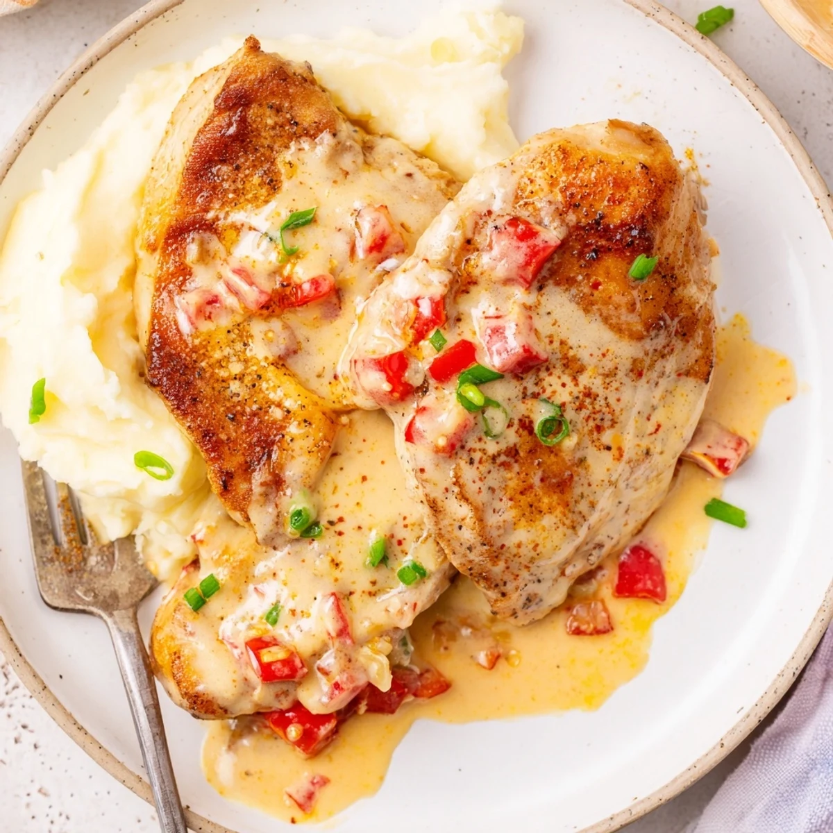 Oven-baked Mississippi Mud Chicken steaming on skillet, paprika-scented aroma rising
