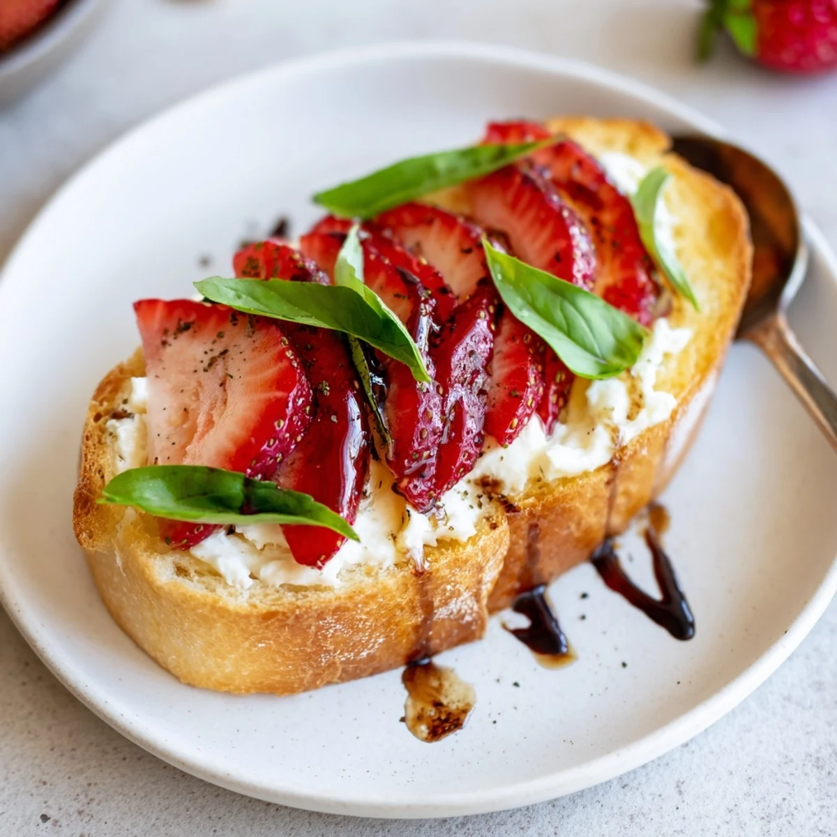 Pair Strawberry Ricotta Bruschetta with chilled Prosecco, sweet and tart herb scented bites