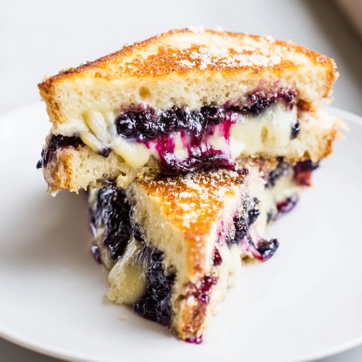 Warm Crispy Blueberry Grilled Cheese, tangy lemon zest and honey-kissed blueberries