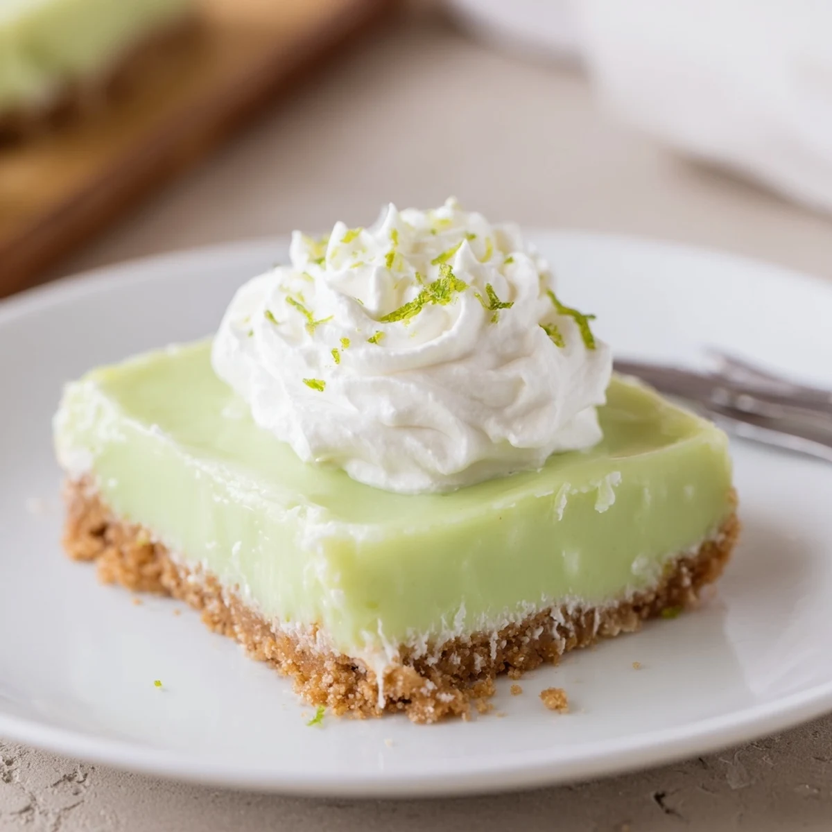 Freshly baked Key Lime Pie Bars recipe with golden graham crust, lime zest