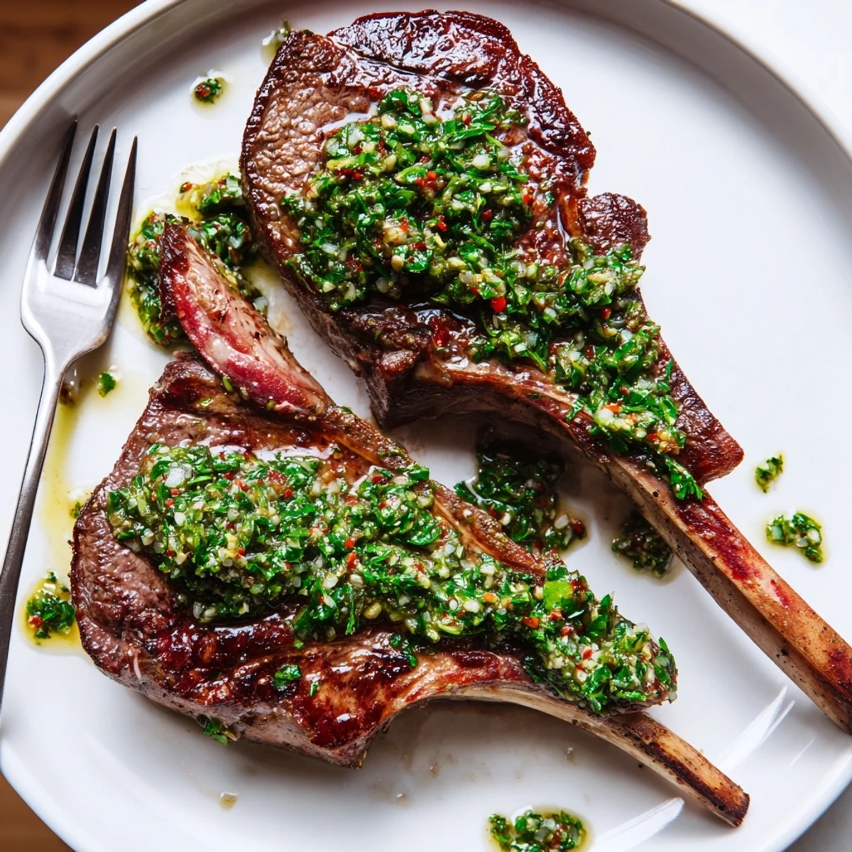 Grilled Lamb Chops With Chimichurri, juicy seared edges and bright herb sauce