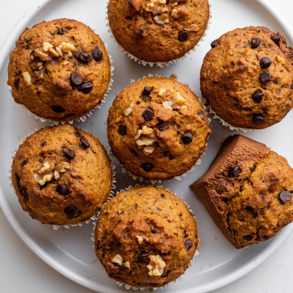 Stack of wholesome butternut squash banana muffins with crumbly tops, ready for a healthy morning snack