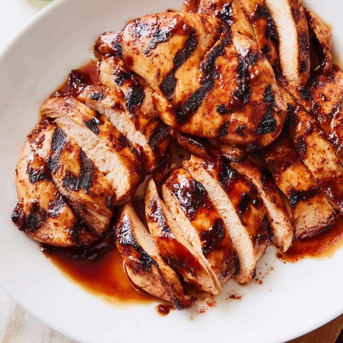 Grilled Coca Cola Glazed Chicken Breast with glossy caramelized edges on a rustic plate