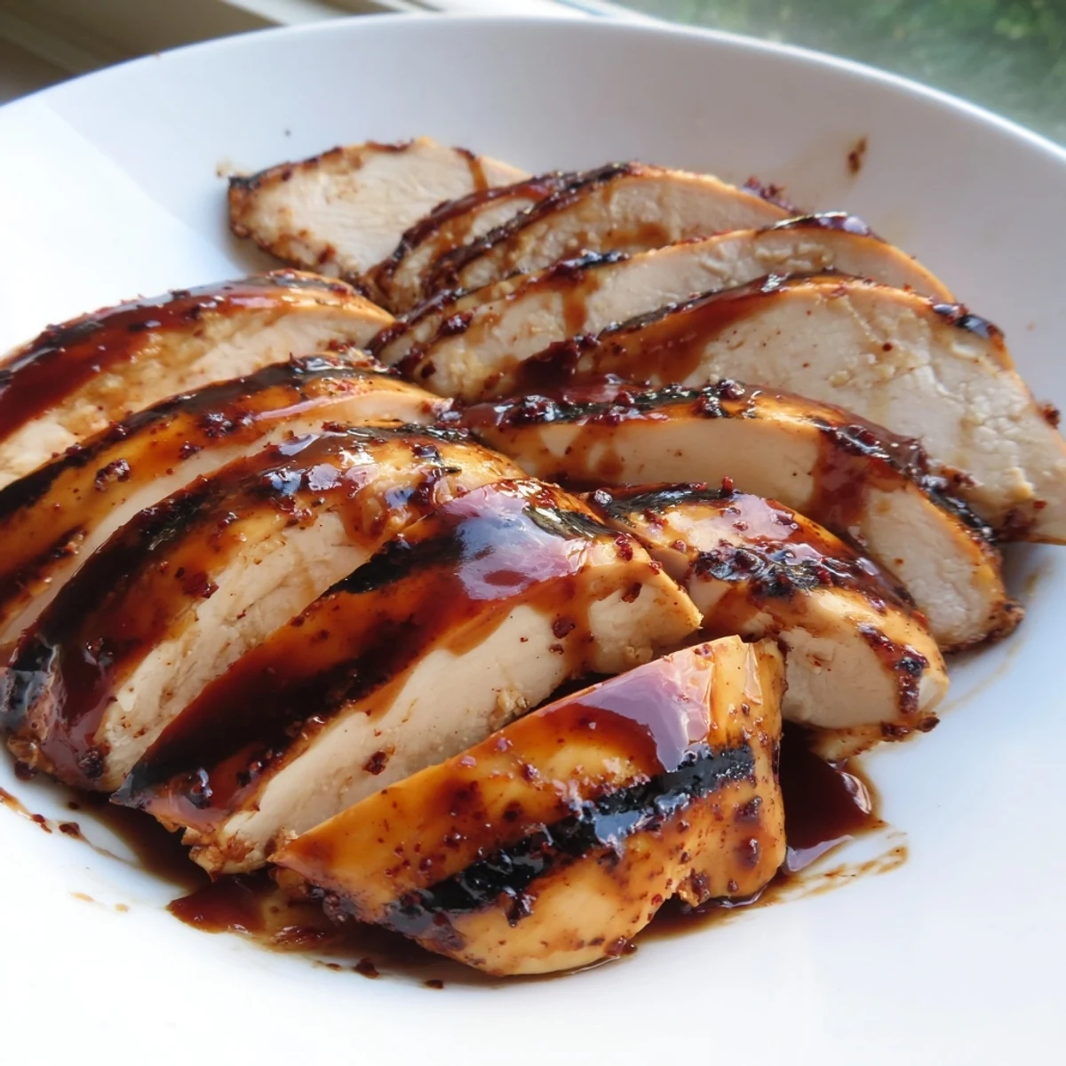 Juicy Grilled Coca Cola Glazed Chicken Breast sliced open showing tender smoky meat