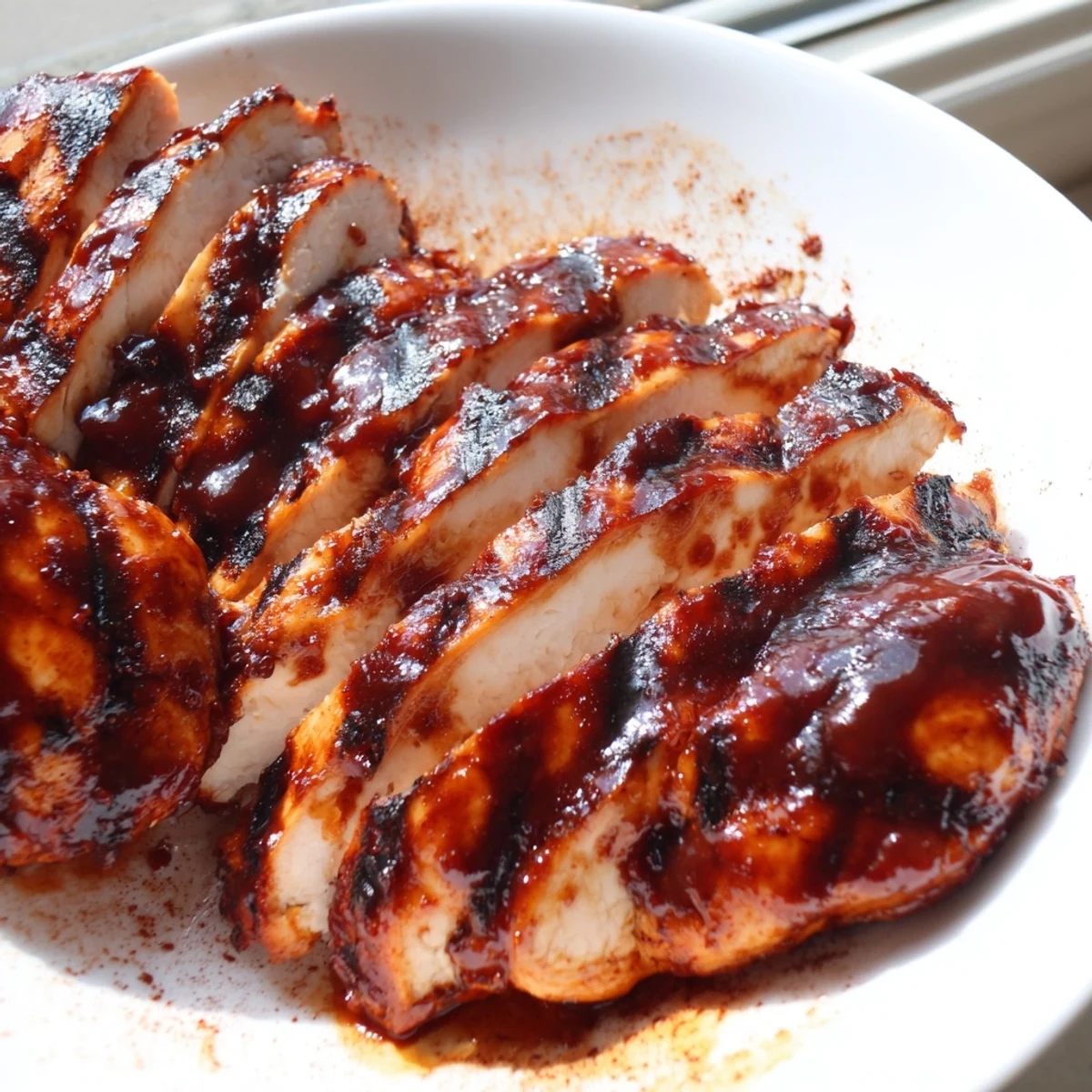 Golden Grilled Coca Cola Glazed Chicken Breast garnished with herbs beside grilled corn