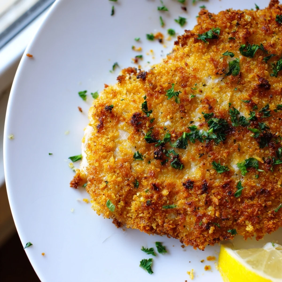 Golden Paprika Parmesan Chicken with a crispy herb crust fresh from the oven