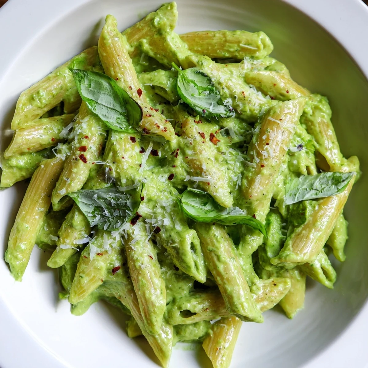 Silky green goddess pasta sauce served in a bowl garnished with herbs