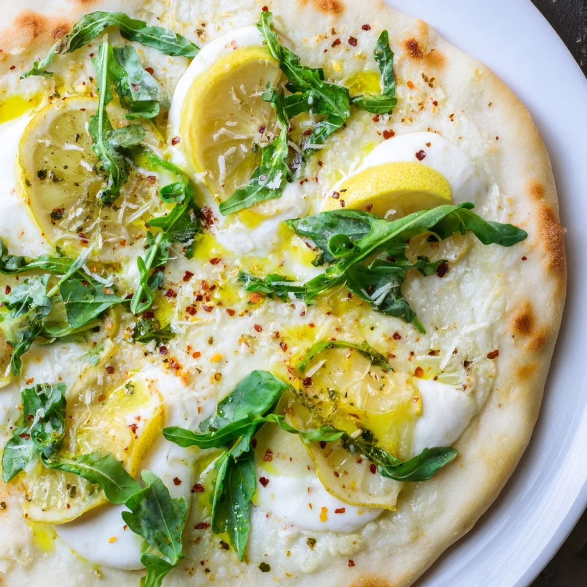 Thin lemon slices top this Zesty Summer Lemon Pizza with creamy melted cheese
