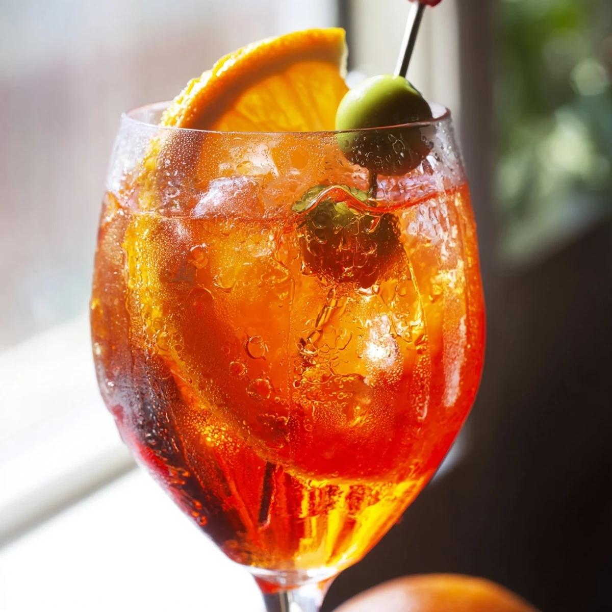 Refreshing Spritz Recipes cocktail with orange garnish served over ice in a wine glass  