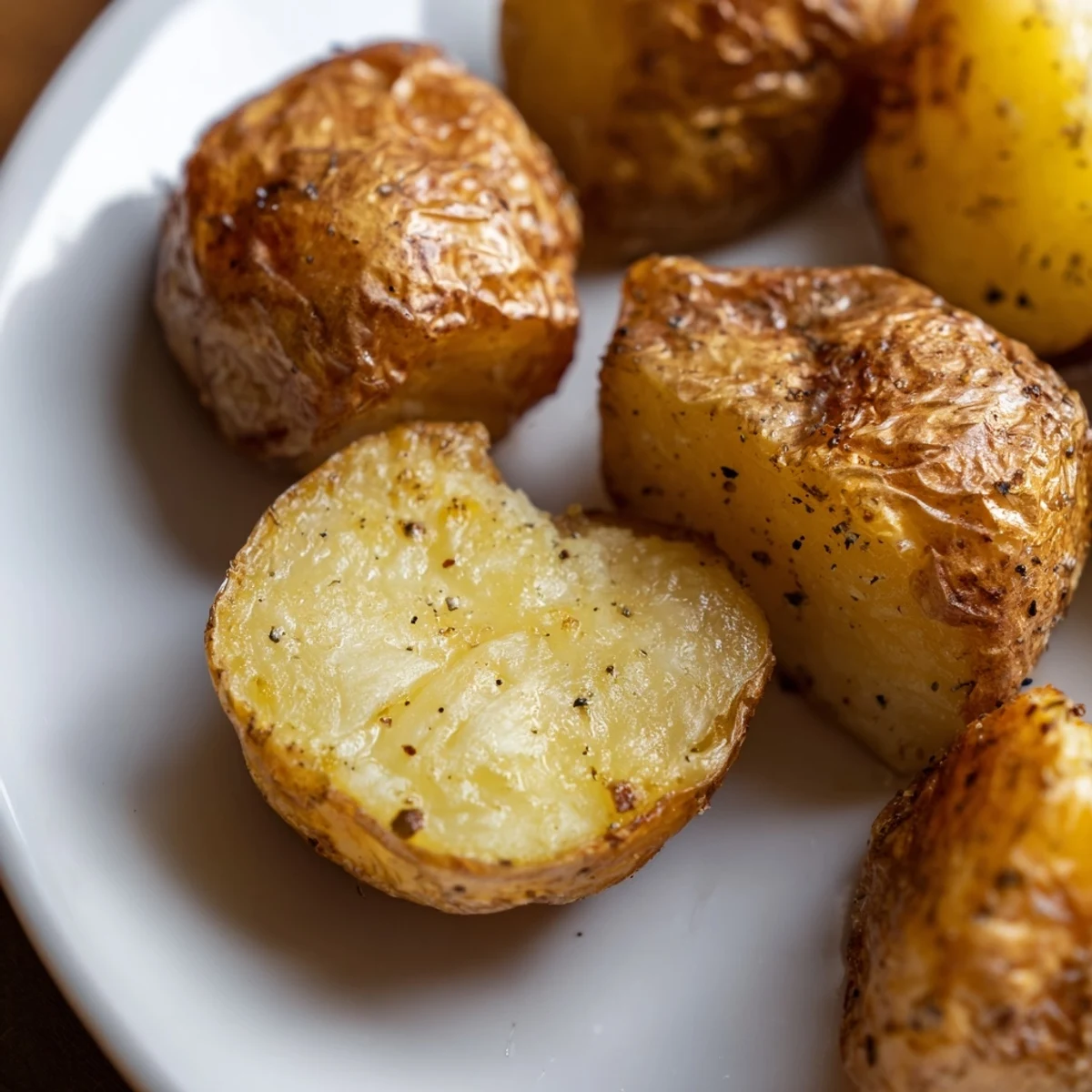 Baking sheet full of golden roasted potatoes ready for a family dinner