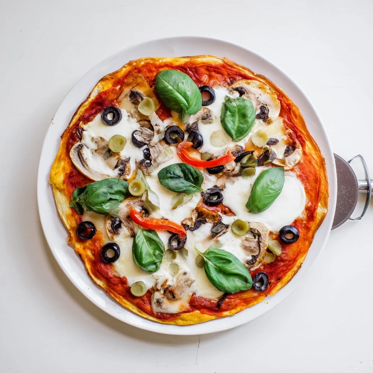 Savory Italian pizza topped with melted mozzarella and vibrant red tomato sauce.  