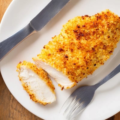 Juicy Air Fryer Breaded Chicken Breast with crunchy panko coating, stacked neatly for a satisfying dinner.